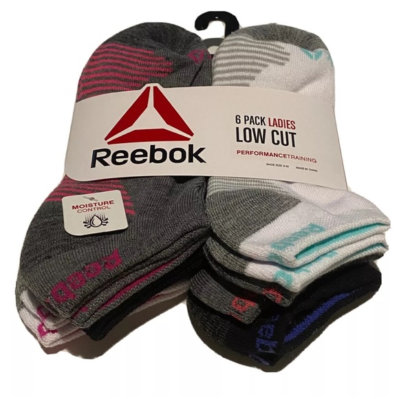 Reebok Low Cut Performance Socks 6 Pair Women 4-10 Gray White Multicolor w Logo - Picture 5 of 11